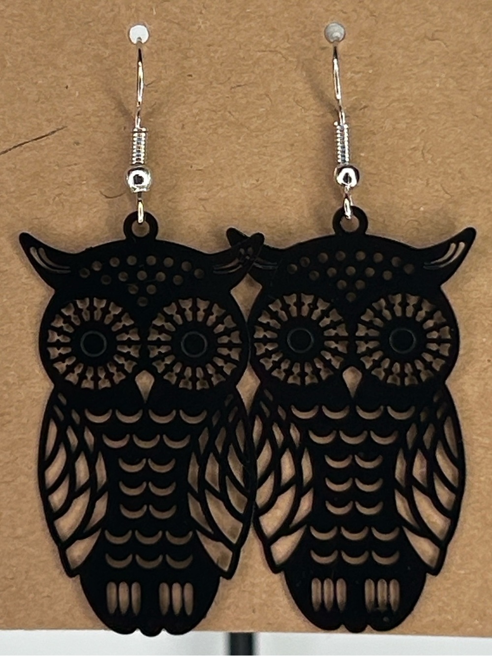 Black Owl Filigree Dangle Earrings Fashion Jewelry Accessories